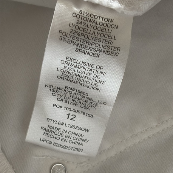 Wit & Wisdom Absolution Jeans High Rise Ankle Skimmer Optic White Denim Size 12 - Picture 12 of 15